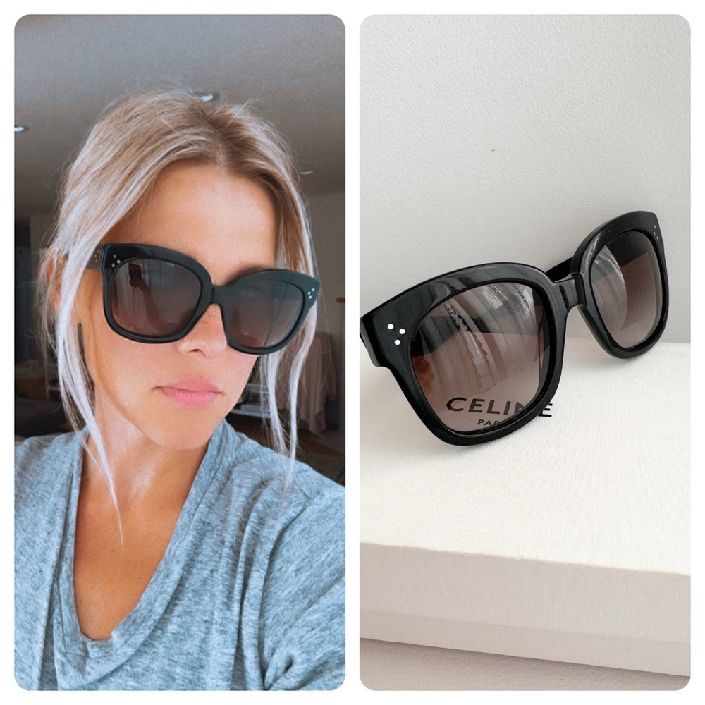 Celine oversized new audrey square acetate black gradient sunglasses 41805
